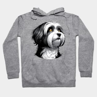 Stunning and Cool Havanese Monochrome and Gold Portrait for Father's Day Hoodie